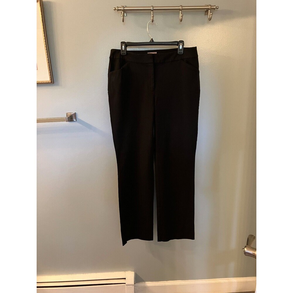 Chicos Womens Flat Front Straight Leg Dress Pants Size 1 (Medium 8) Black